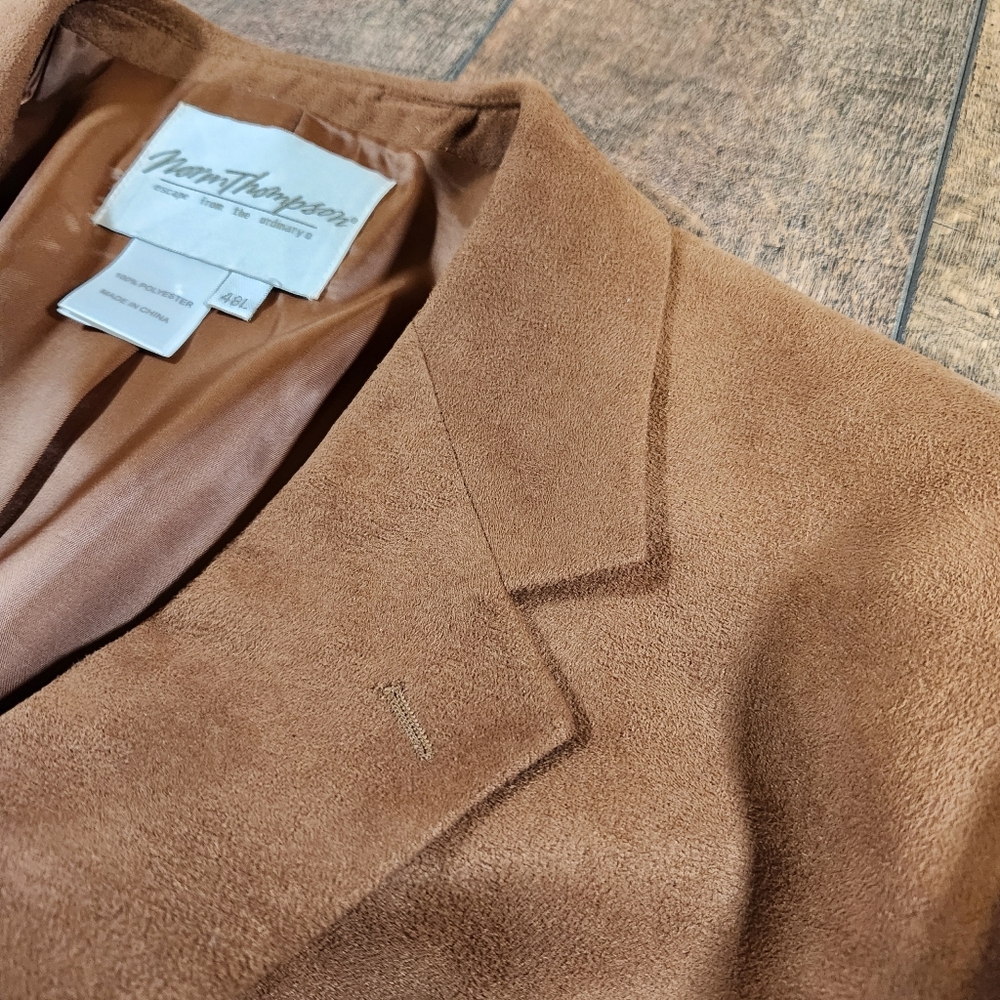 Norm Thompson Blazer Men's 48L Sport Coat Jacket Brown Faux Suede Southwestern - Picture 2 of 9